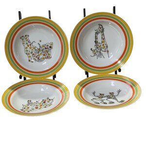 Set Of 4 Zoophisticates By Gant Gaither Bowls Animal Design Porcelain 8.25 Inch